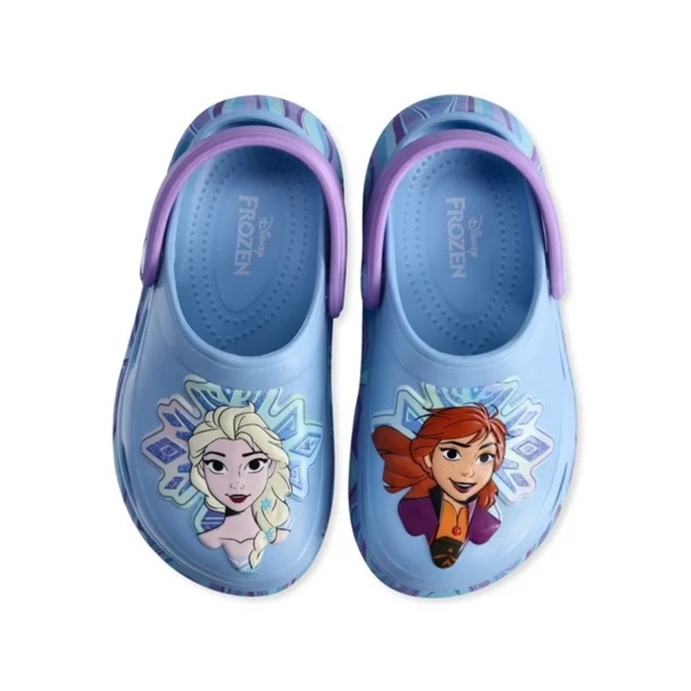 Disney Blue and Purple Frozen Clogs with Characters‎ Anna Elsa Size 5/6 Toddlers